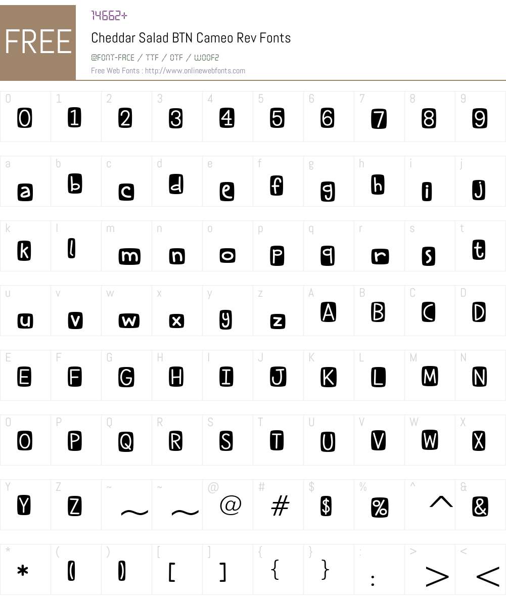 Cheddar Salad BTN Cameo Rev Font Screenshots