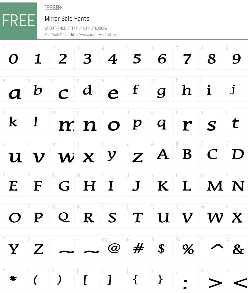 Mirror Font Screenshots