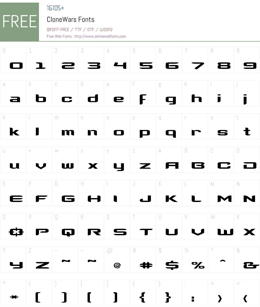 CloneWars Font Screenshots