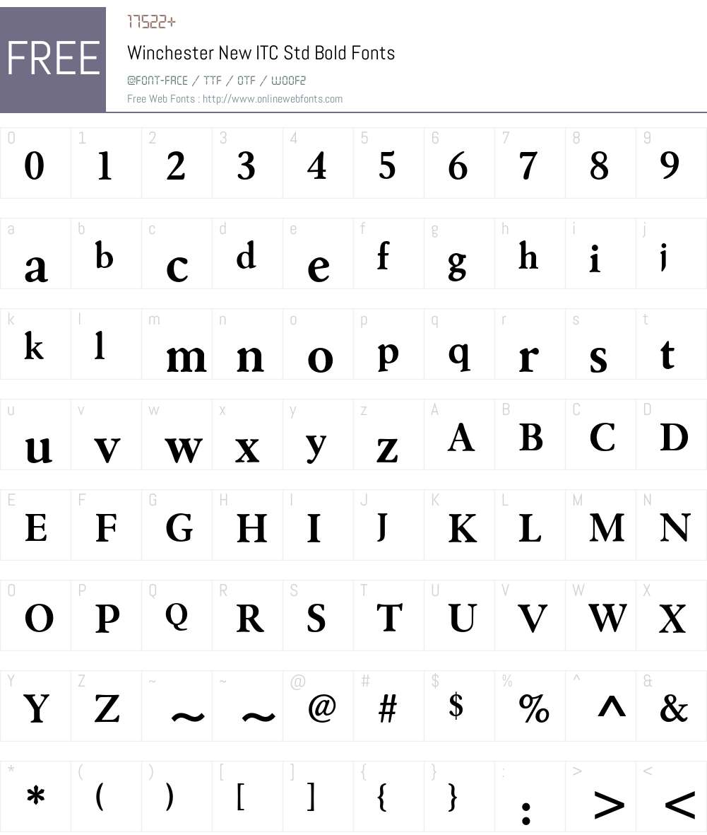 Winchester New ITC Std Font Screenshots