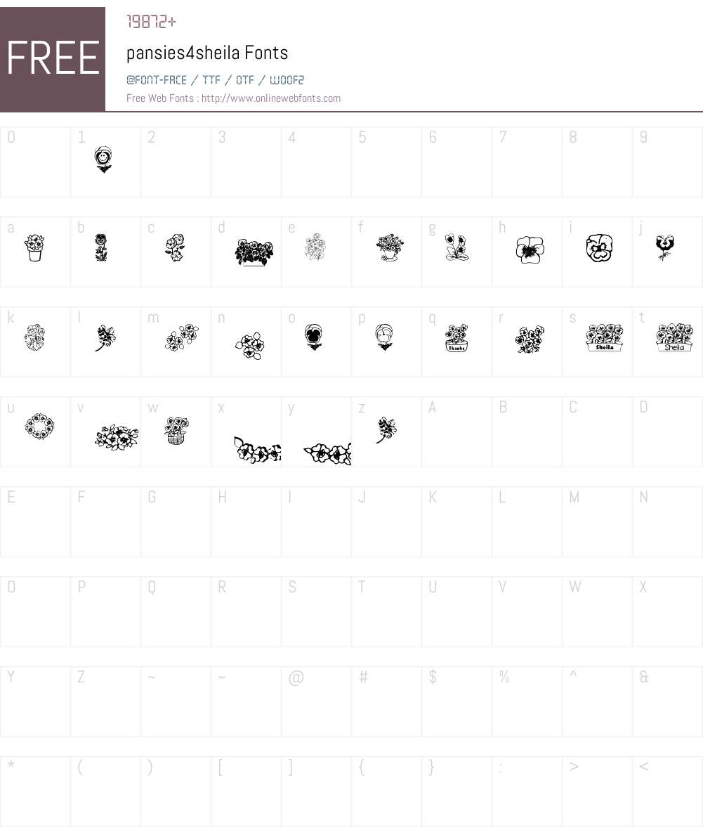 pansies4sheila2 Font Screenshots