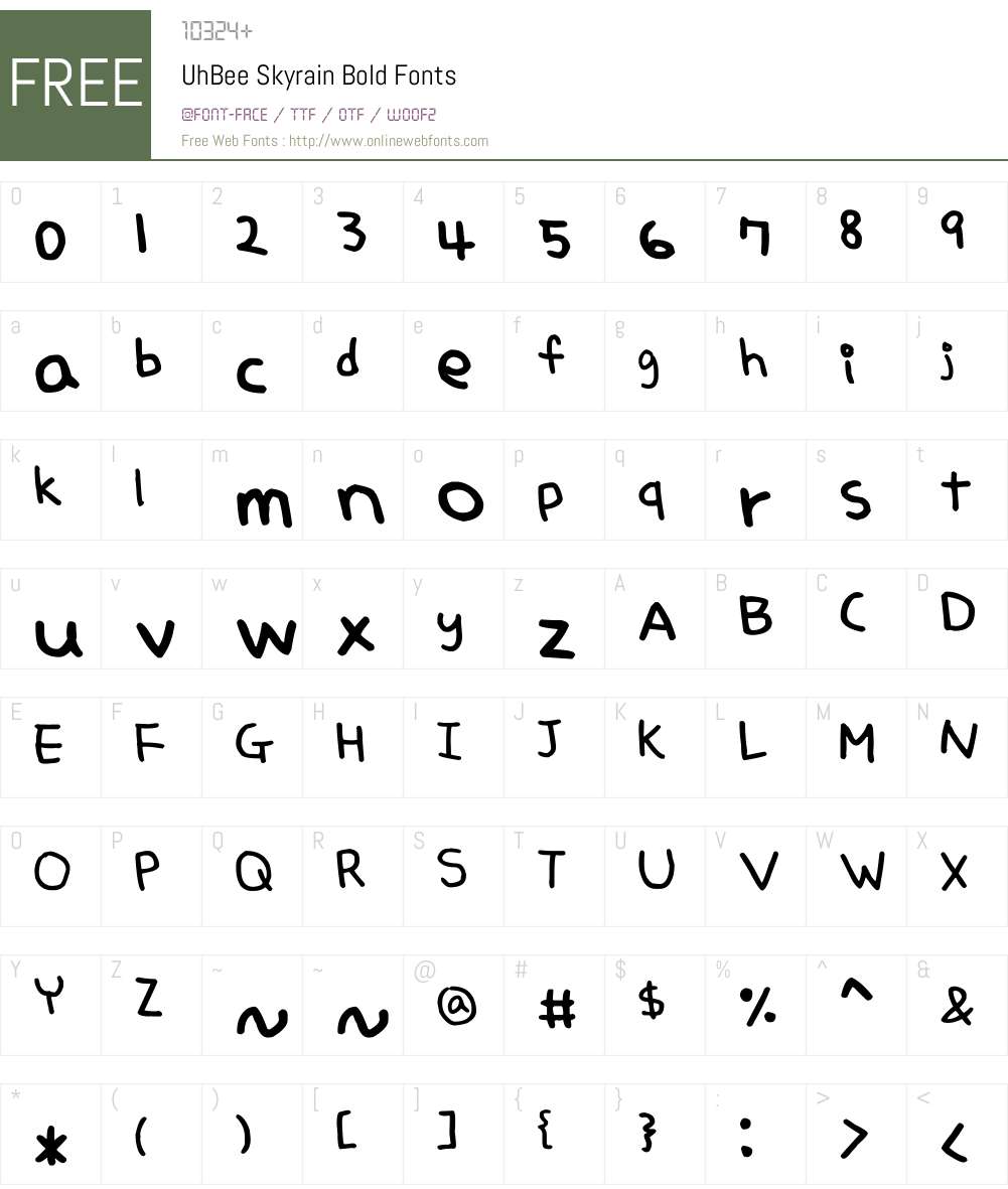 UhBee Skyrain Font Screenshots