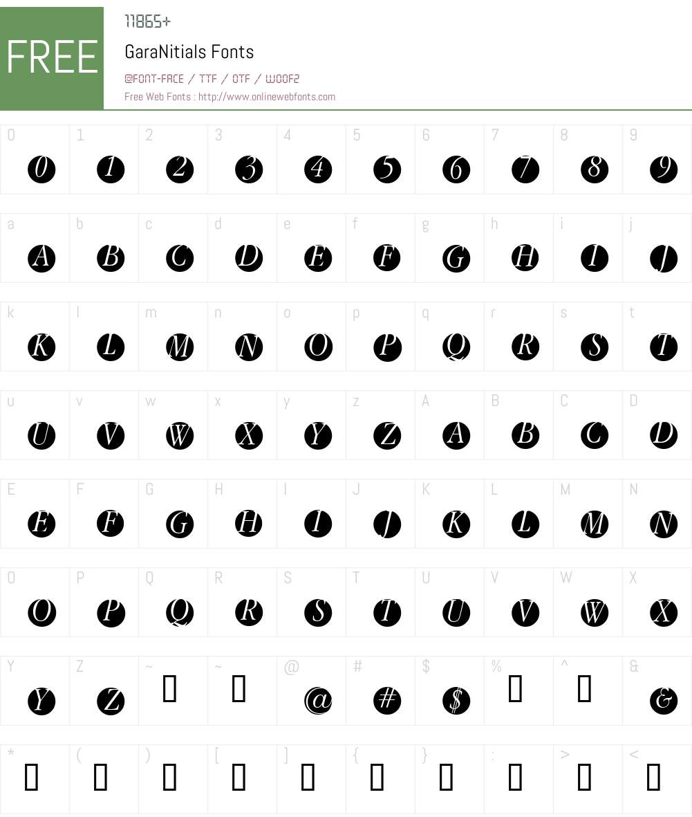 GaraNitials Font Screenshots