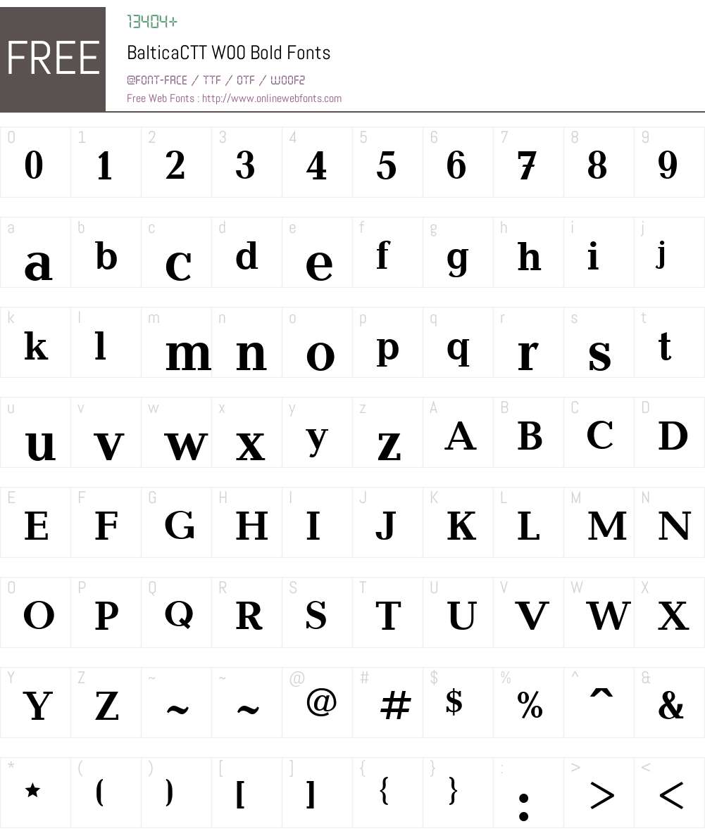 BalticaCTTW00-Bold Font Screenshots