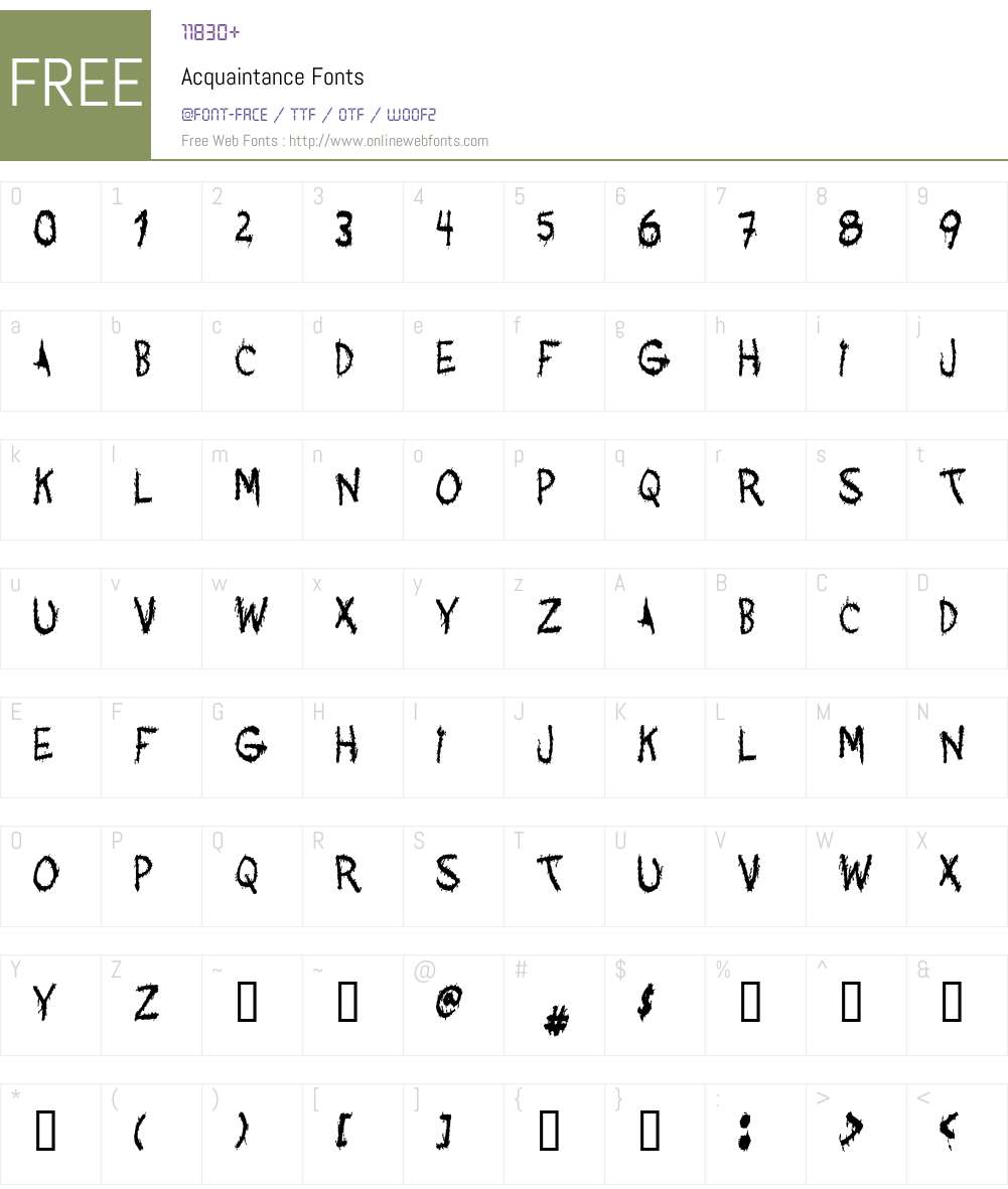 Acquaintance Font Screenshots