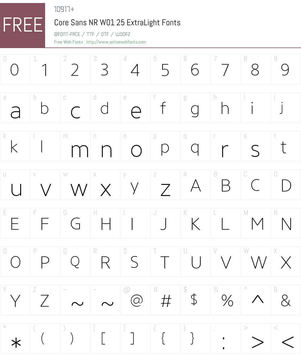 CoreSansNRW01-25ExtraLight Font Screenshots