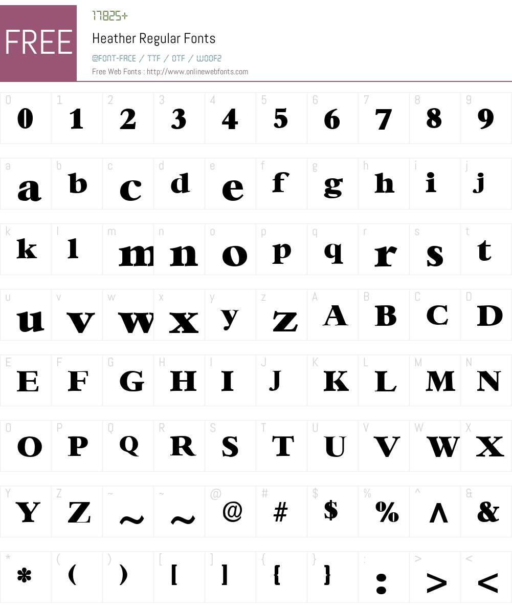 Heather Font Screenshots