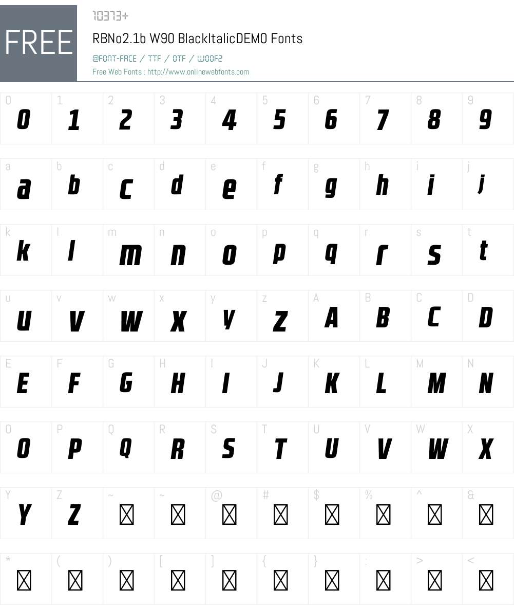 RBNo2.1bW90-BlackItDEMO Font Screenshots