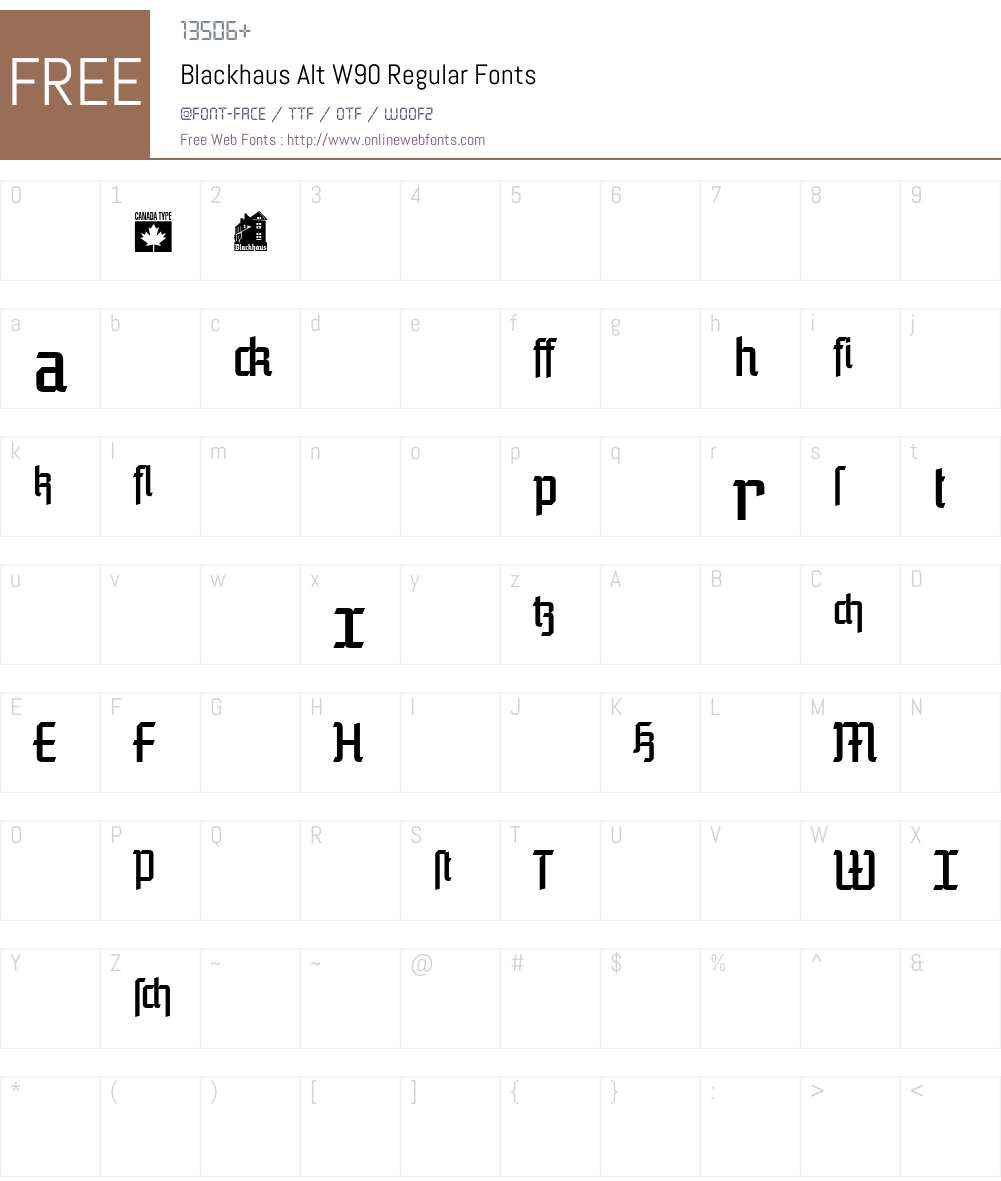 BlackhausAltW90-Regular Font Screenshots