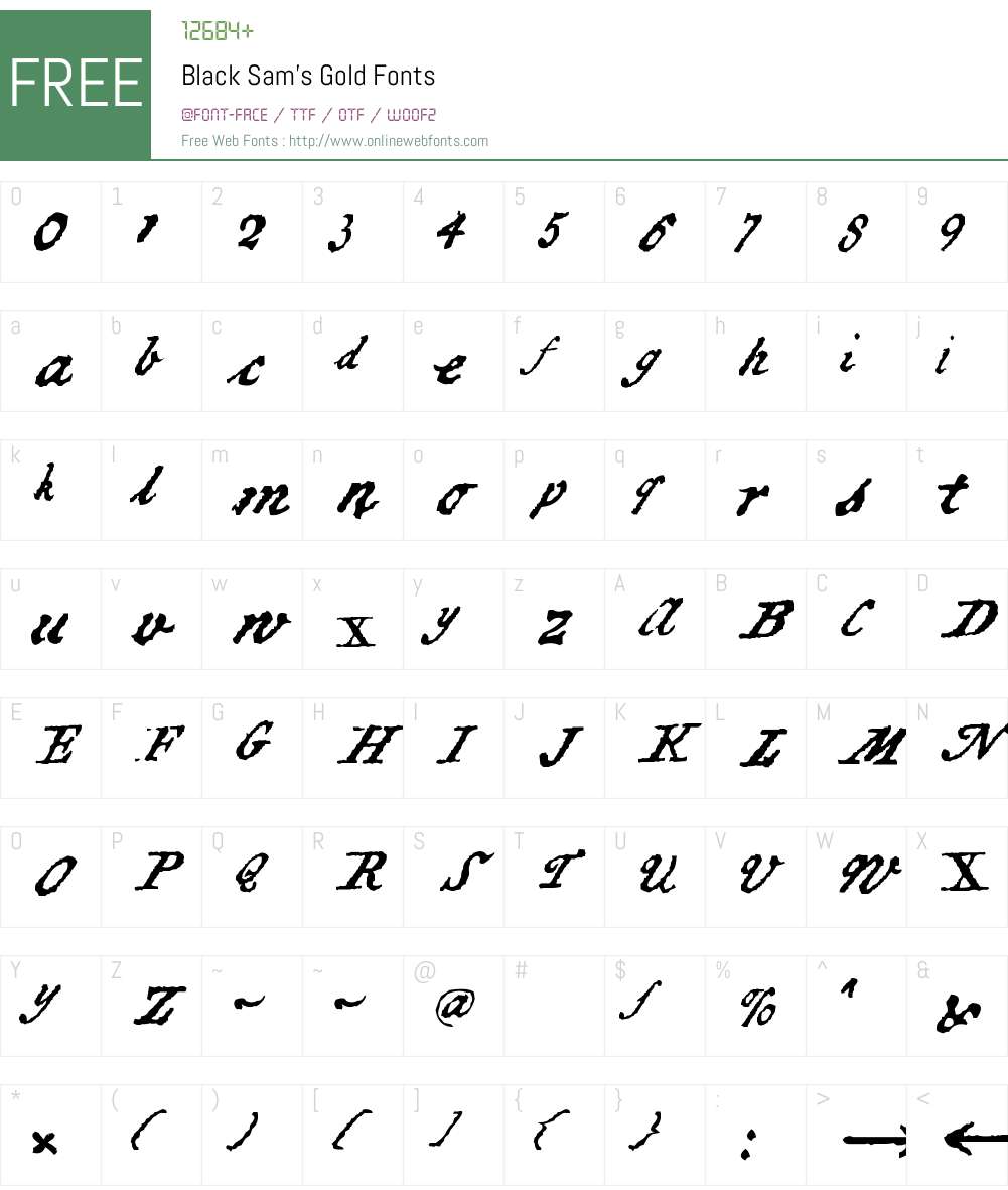 Black Sam's Gold Font Screenshots