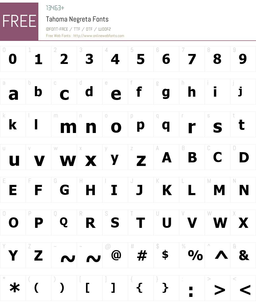 Tahoma Font Screenshots