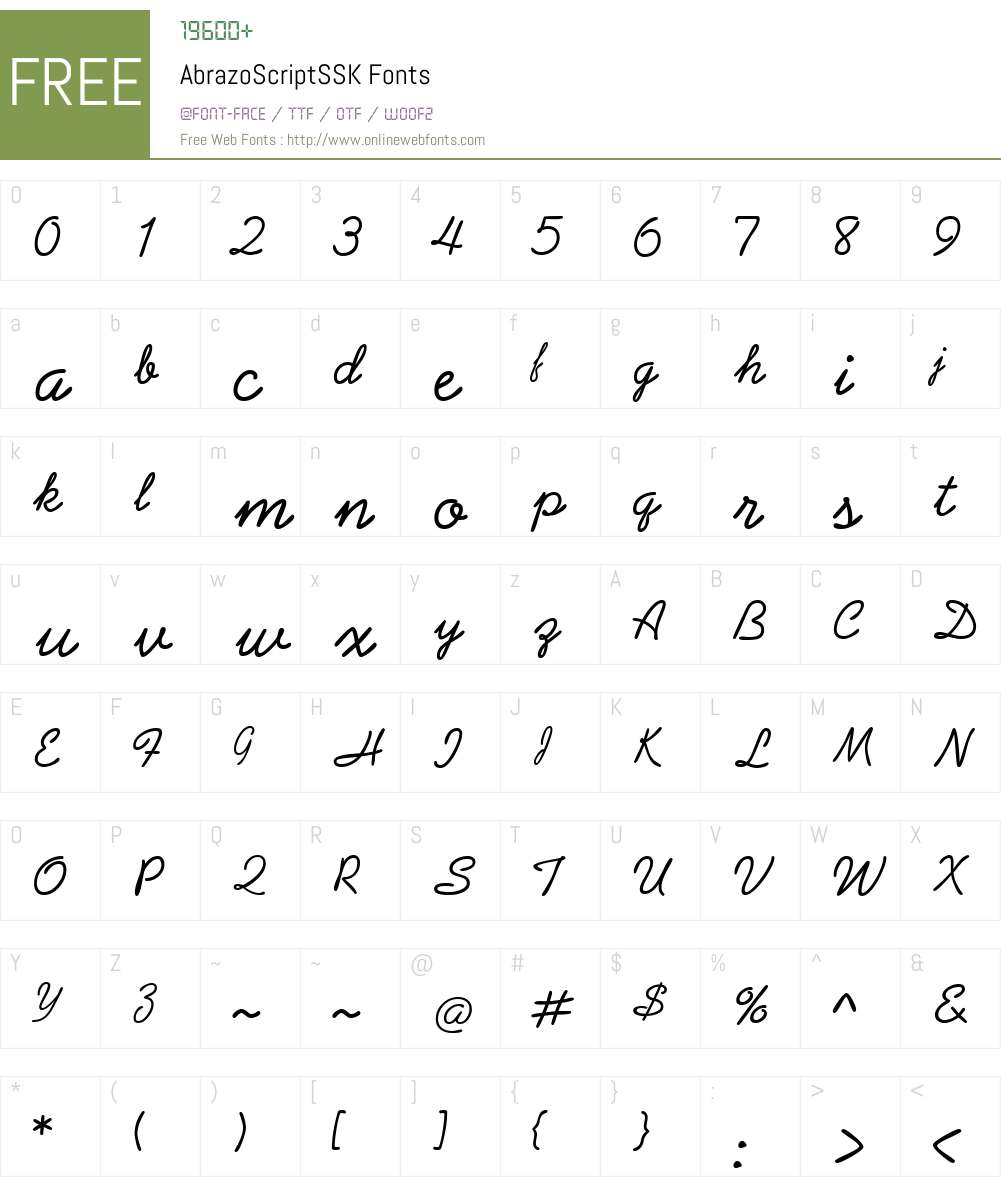 AbrazoScriptSSK Font Screenshots