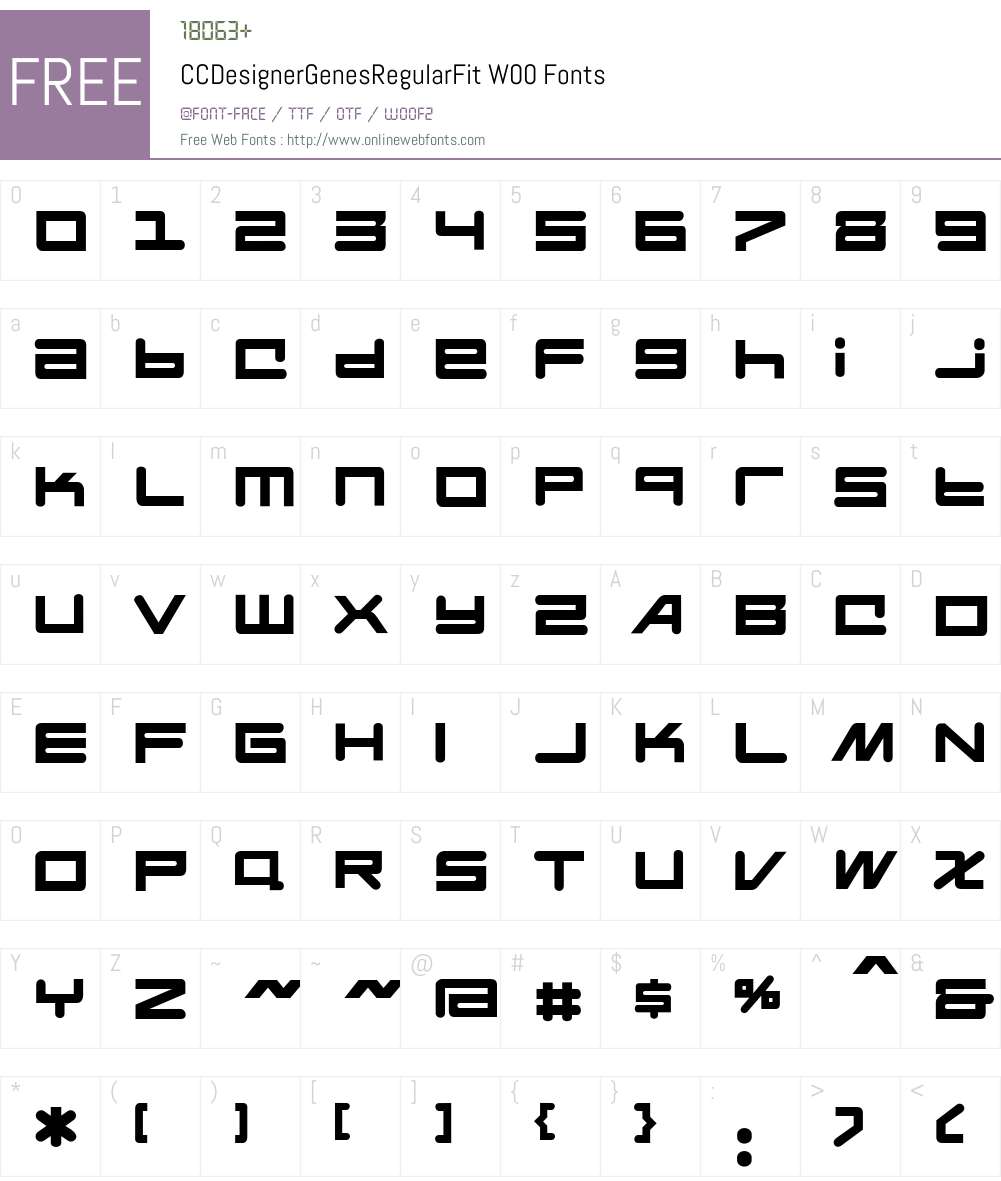 CCDesignerGenesRegularFitW Font Screenshots