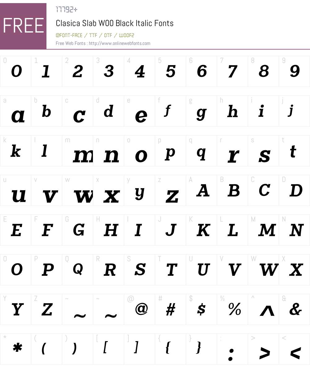 ClasicaSlabW00-BlackItalic Font Screenshots