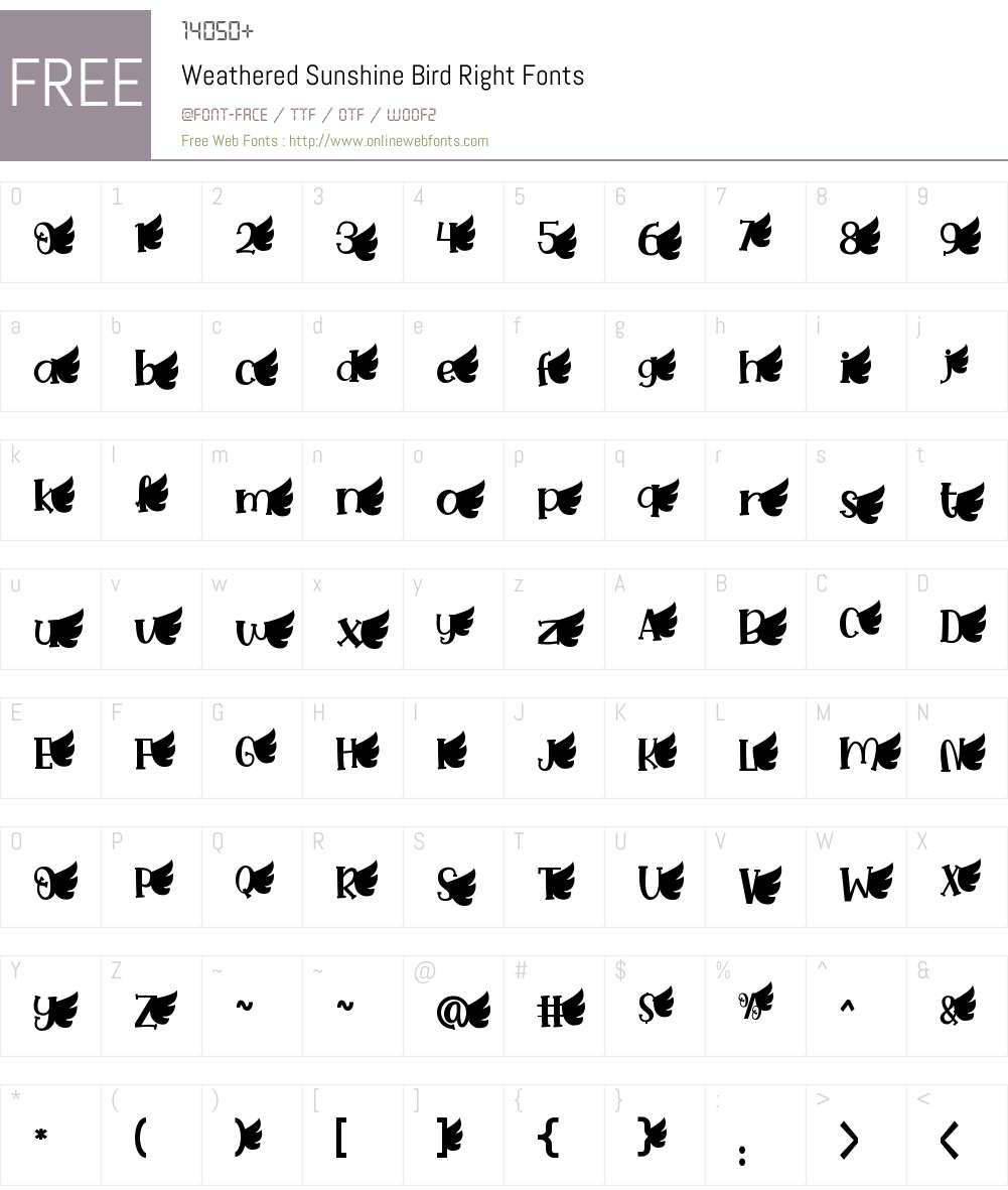 Weathered Sunshine Bird Right 1.002;Fontself Maker 3.5.8 Fonts Free ...