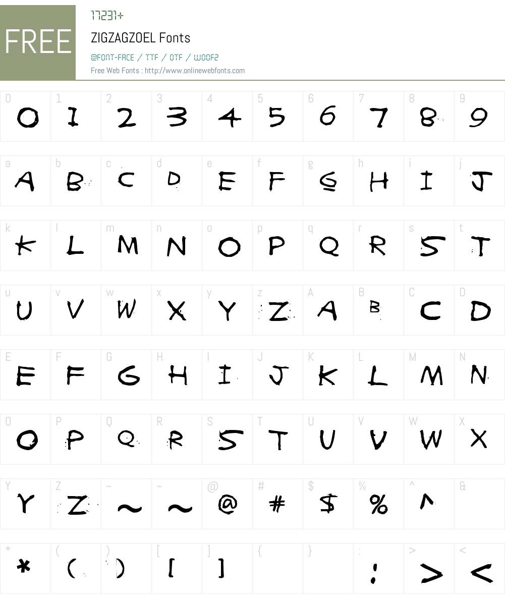 ZIGZAGZOEL Font Screenshots
