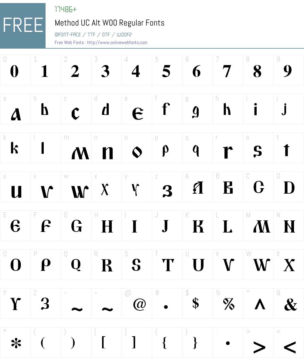 MethodUCAltW00-Regular Font Screenshots