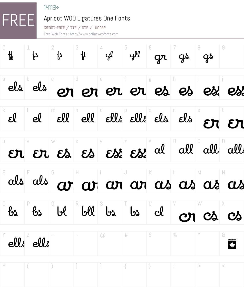 ApricotW00-LigaturesOne Font Screenshots