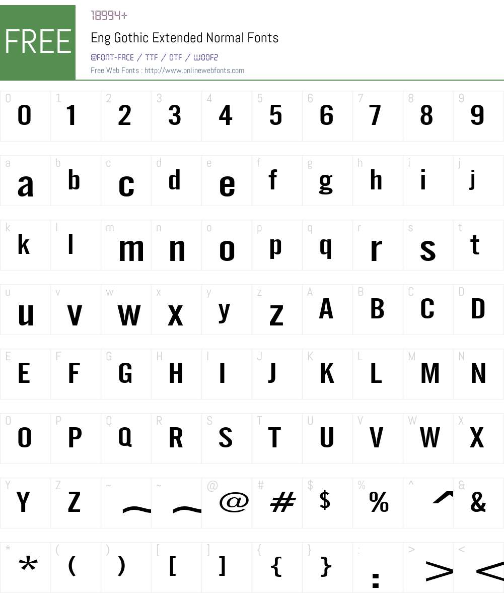 Eng Gothic Extended Font Screenshots