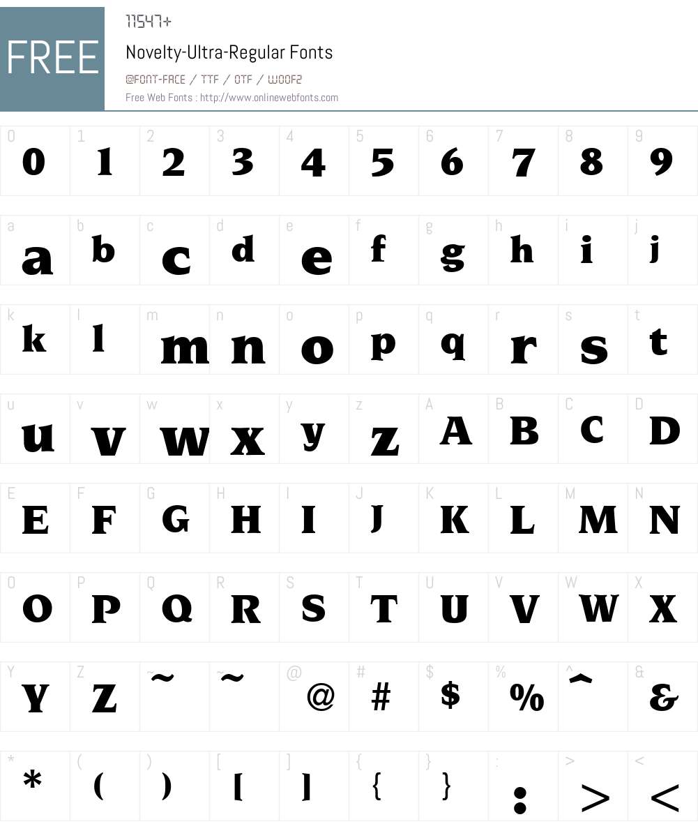 Novelty-Ultra Font Screenshots