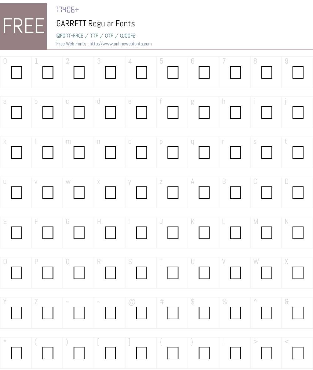GARRETT Font Screenshots