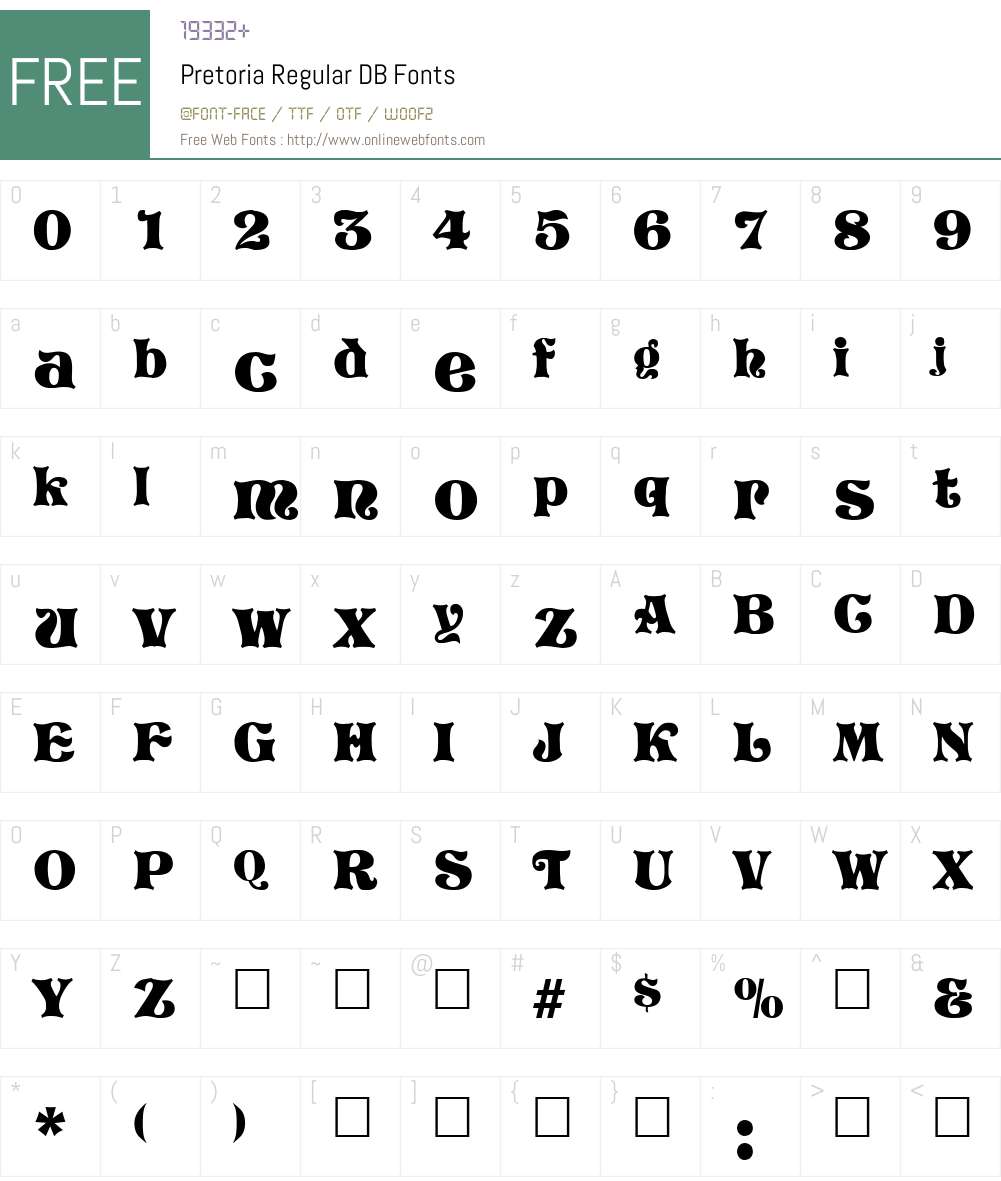 Pretoria DB Font Screenshots