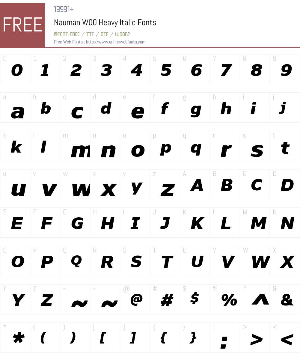 NaumanW00-HeavyItalic Font Screenshots