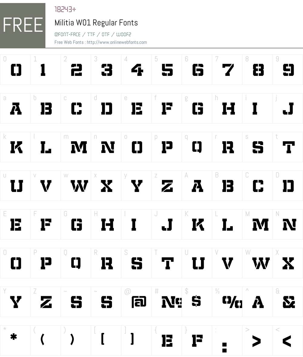 MilitiaW01-Regular Font Screenshots