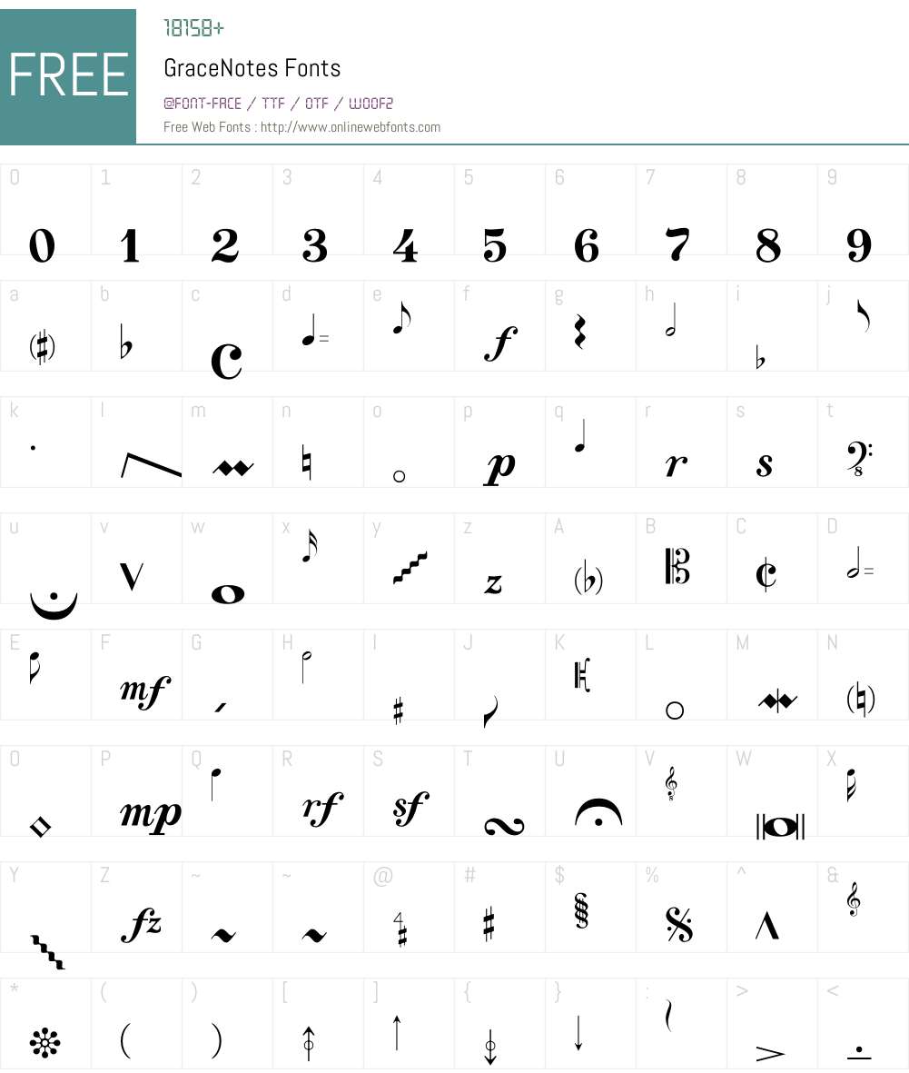 GraceNotes Font Screenshots