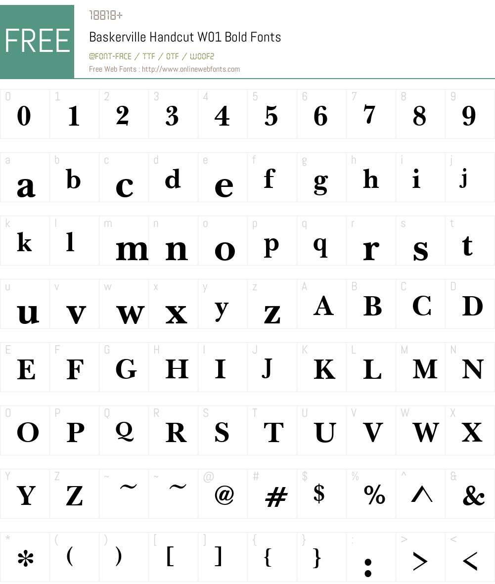 BaskervilleHandcutW01-Bold Font Screenshots