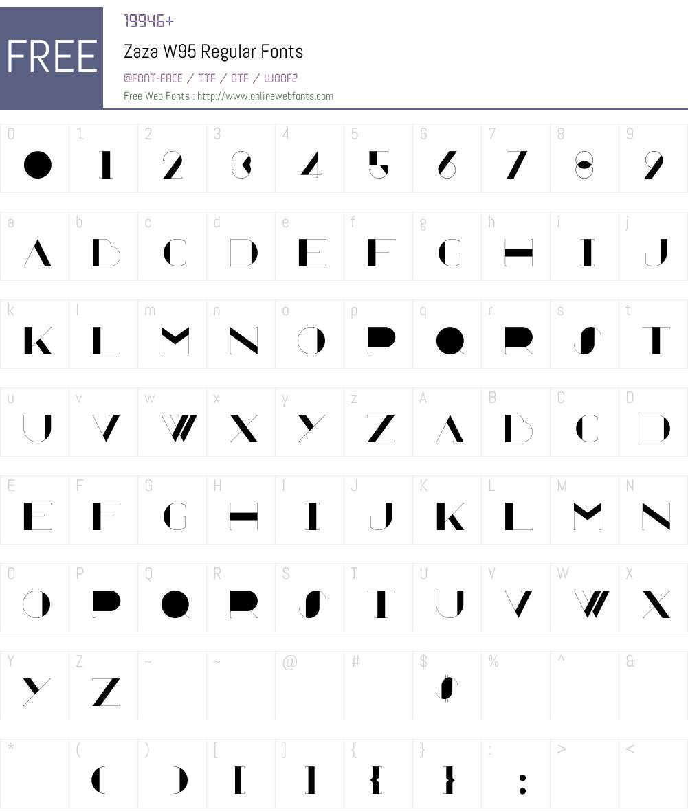 ZazaW95-Regular Font Screenshots
