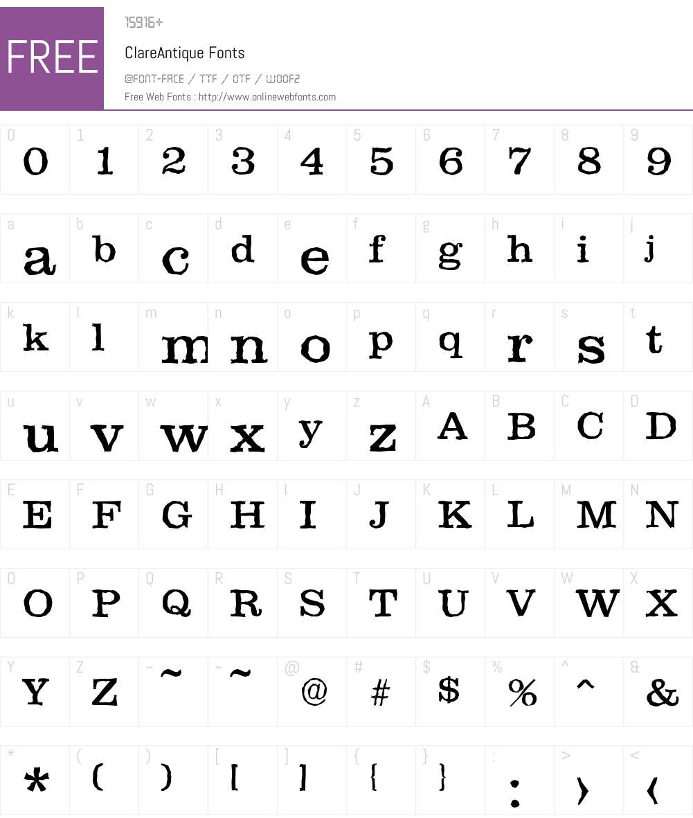 ClareAntique Font Screenshots