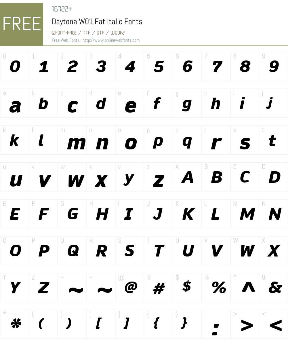 DaytonaW01-FatItalic Font Screenshots