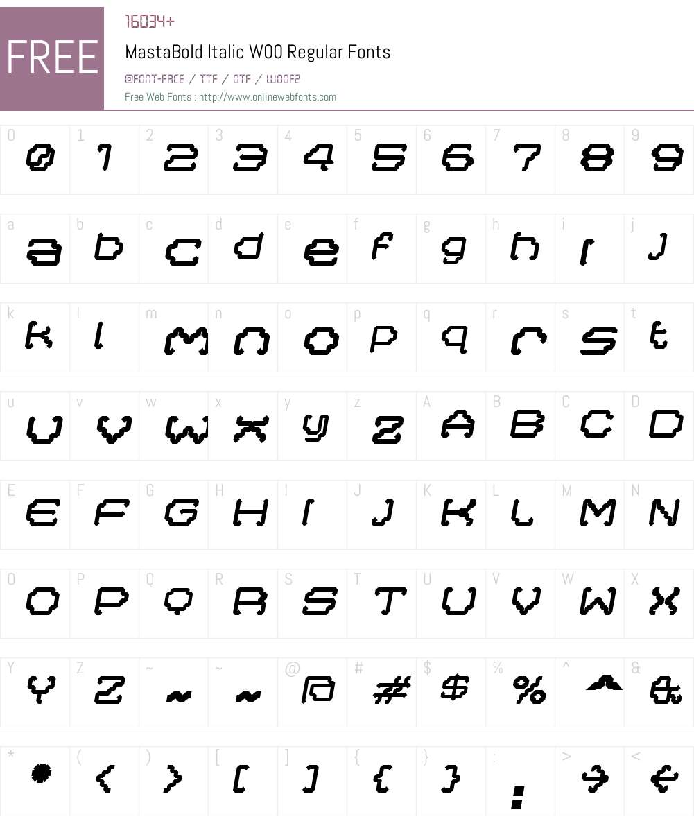MastaBold Italic Font Screenshots