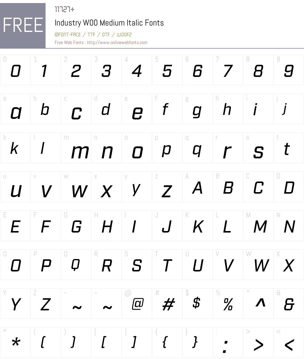 IndustryW00-MediumItalic Font Screenshots