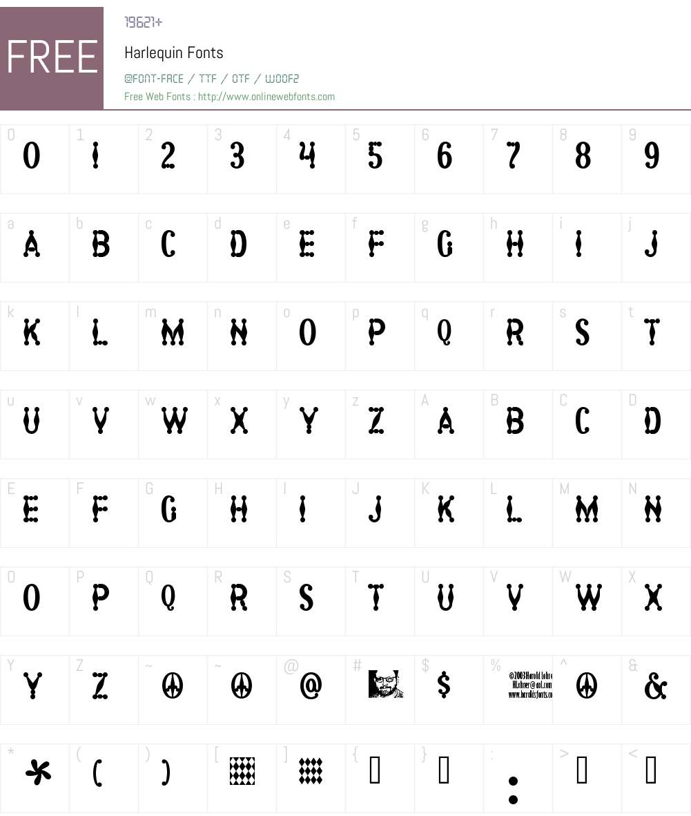 Harlequin Font Screenshots