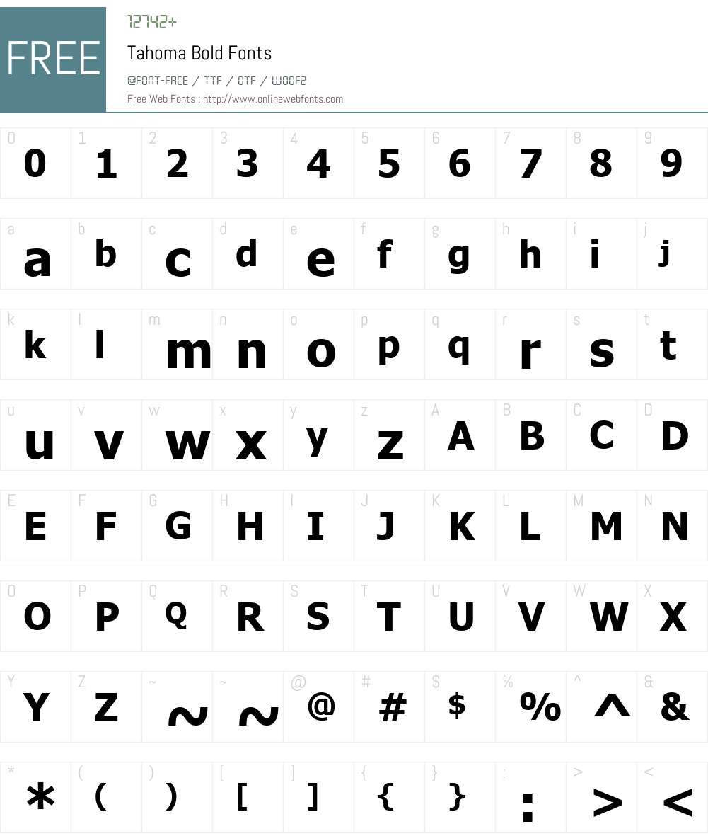 Tahoma Font Screenshots