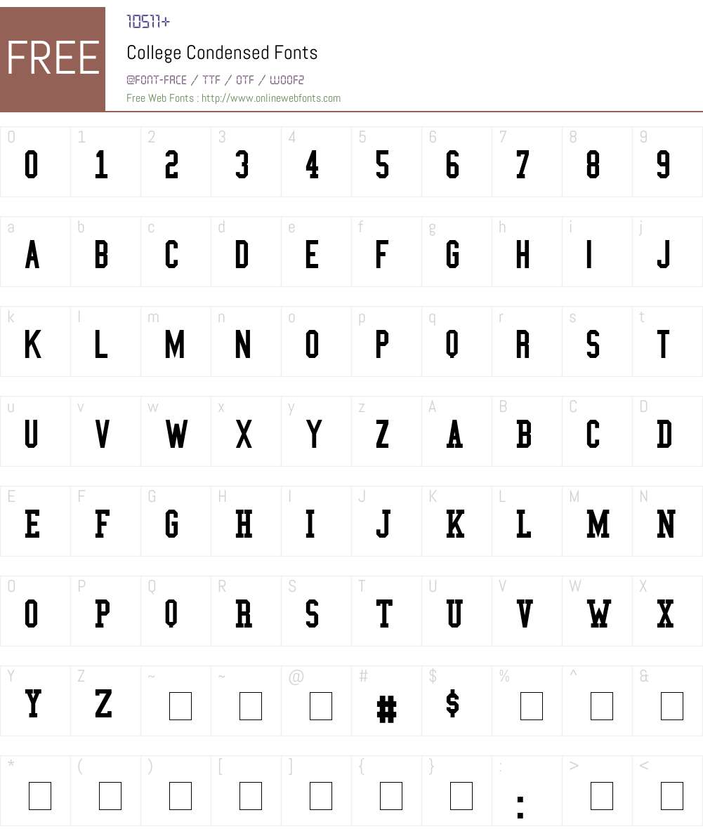 College Condensed Font Screenshots