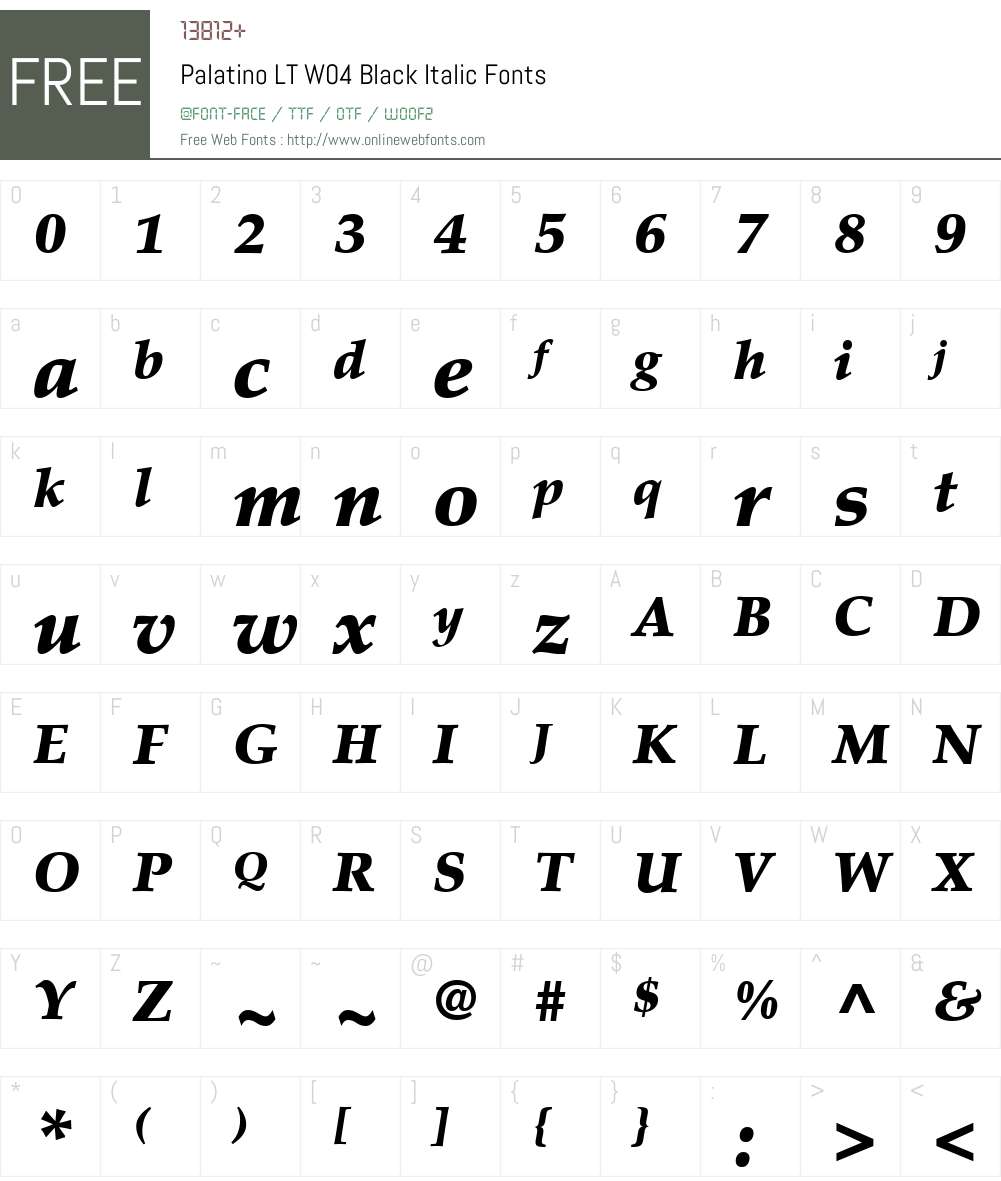 Palatino Font Screenshots