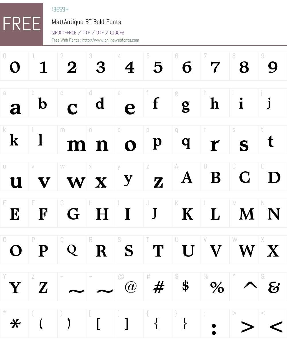 MattAntique BT Font Screenshots