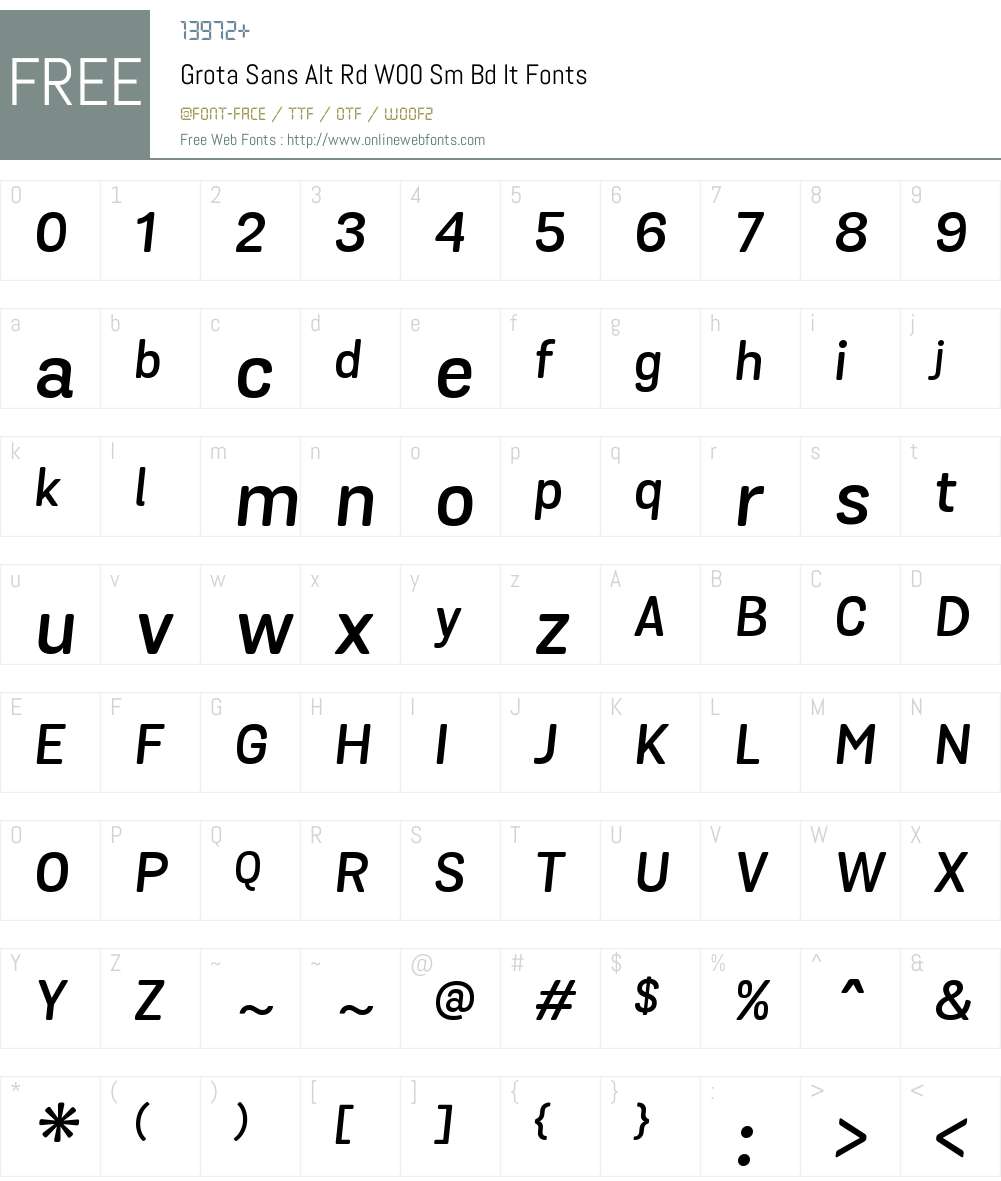 GrotaSansAltRdW00-SemiBdIt Font Screenshots