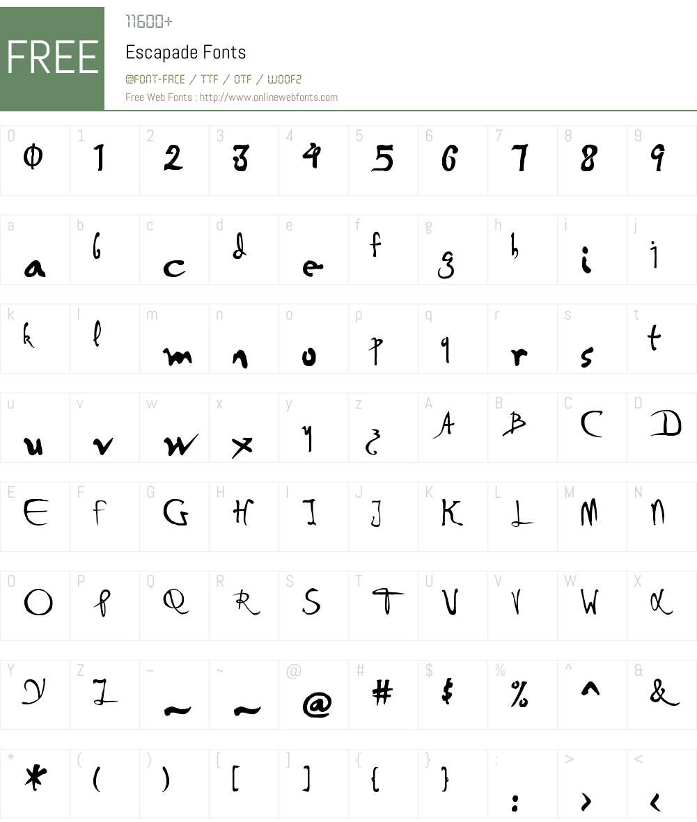 Escapade Font Screenshots