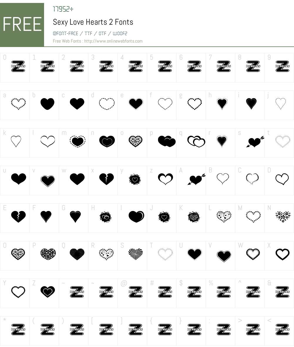 Sexy Love Hearts 2 Font Screenshots