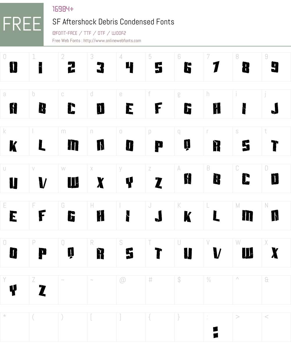 SF Aftershock Debris Condensed Font Screenshots