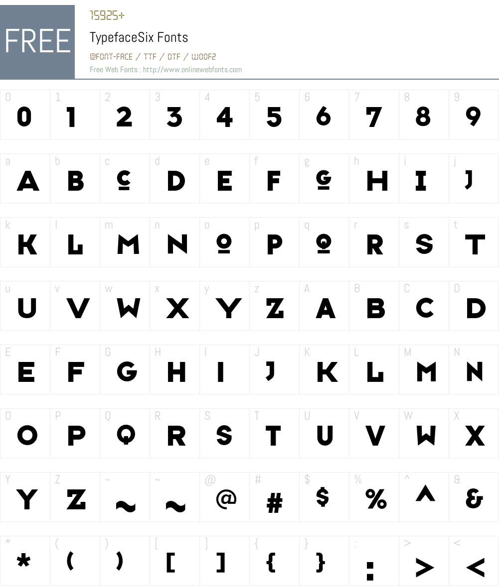 TypefaceSix Font Screenshots
