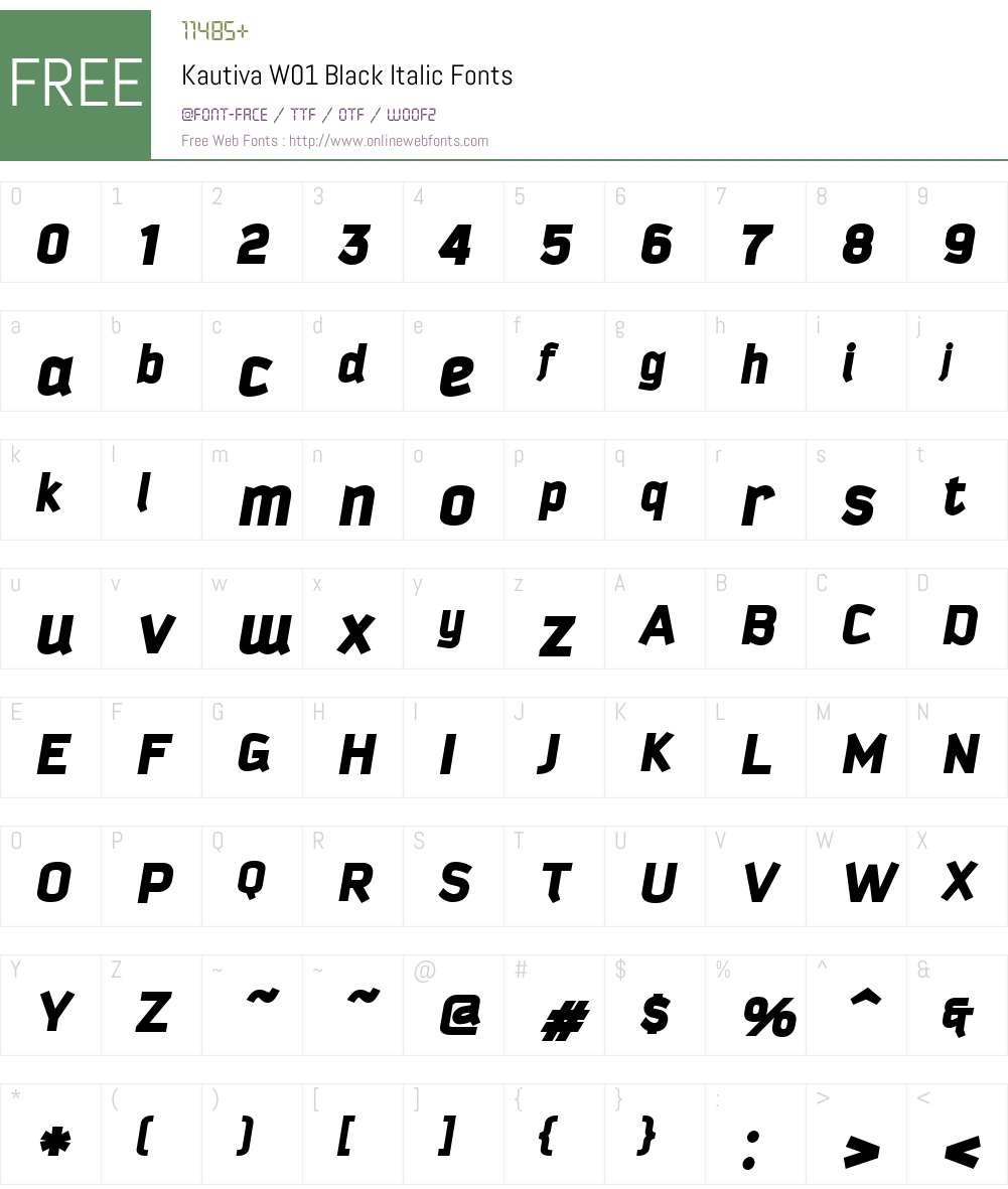 KautivaW01-BlackItalic Font Screenshots