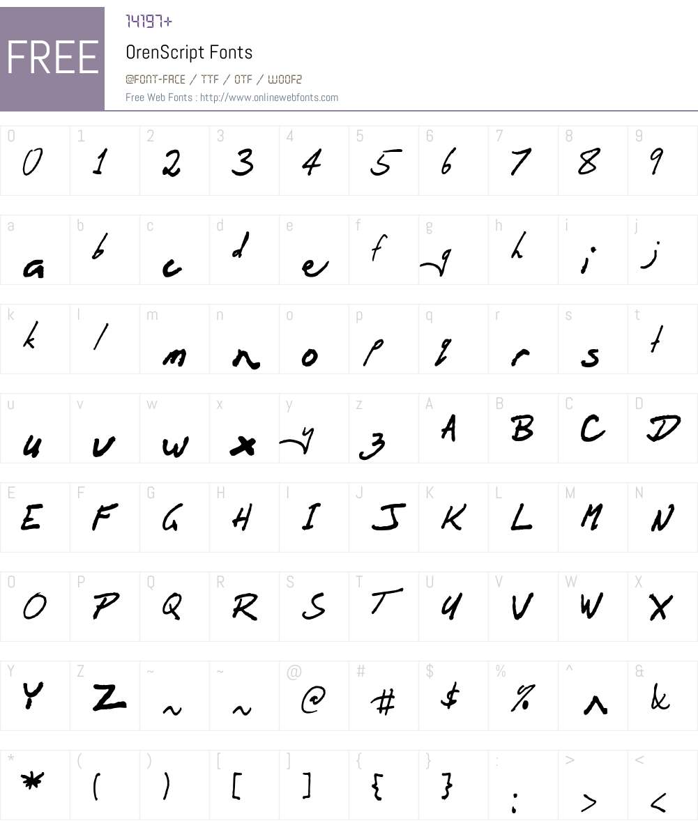 OrenScript Font Screenshots