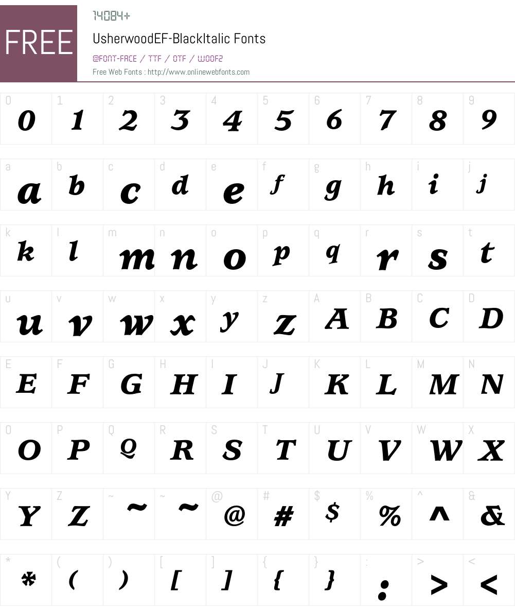 UsherwoodEF-BlackItalic Font Screenshots