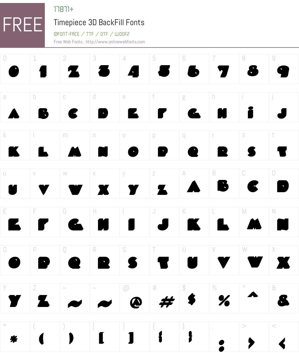 Timepiece 3D BackFill Font Screenshots