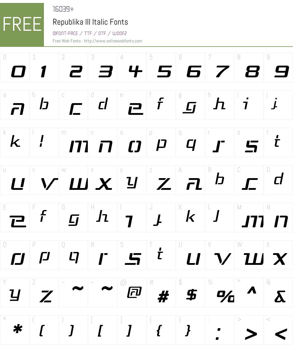 Republika III Font Screenshots